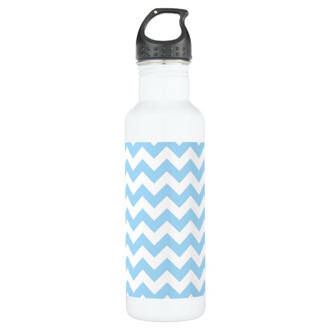 Blue Zigzag, Blue Chevron, Geometric Pattern 710 Ml Water Bottle (Front)