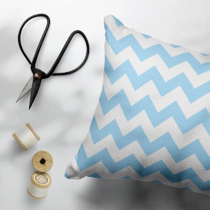 Blue Zigzag, Blue Chevron, Geometric Pattern Accent Pillow