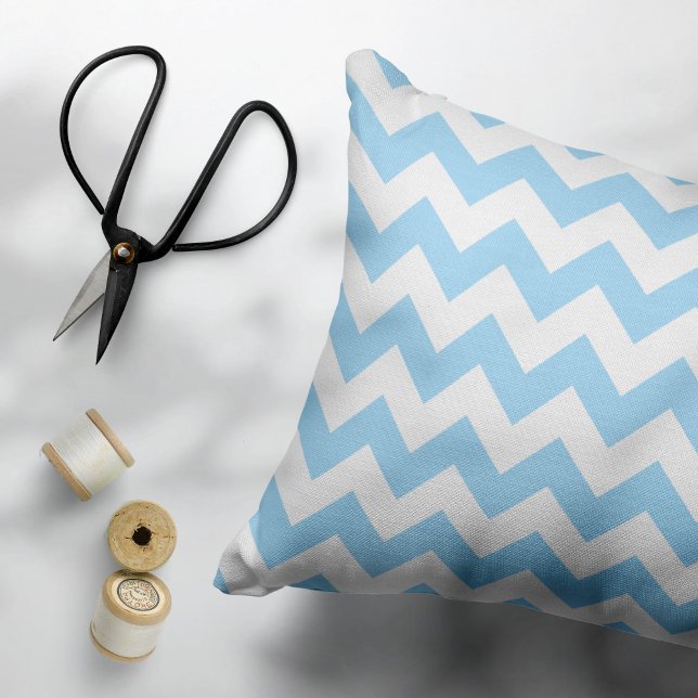 Blue Zigzag, Blue Chevron, Geometric Pattern Accent Pillow (Creator Uploaded)