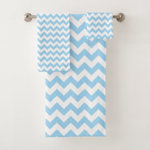 Blue Zigzag, Blue Chevron, Geometric Pattern Bath Towel Set