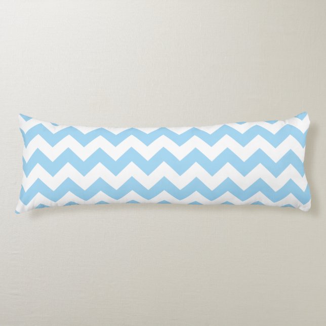 Blue Zigzag, Blue Chevron, Geometric Pattern Body Pillow (Front)