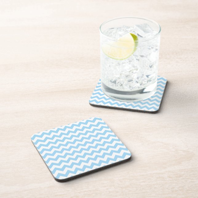 Blue Zigzag, Blue Chevron, Geometric Pattern Coaster (Right Side)