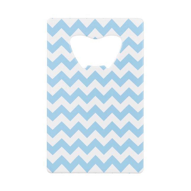 Blue Zigzag, Blue Chevron, Geometric Pattern Credit Card Bottle Opener (Front)