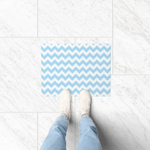 Blue Zigzag, Blue Chevron, Geometric Pattern Doormat
