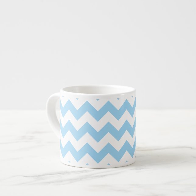 Blue Zigzag, Blue Chevron, Geometric Pattern Espresso Cup (Front Left)