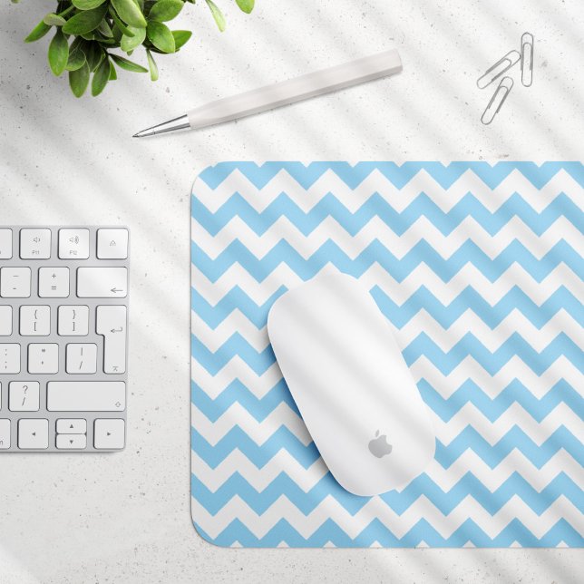 Blue Zigzag, Blue Chevron, Geometric Pattern Mouse Pad (Creator Uploaded)