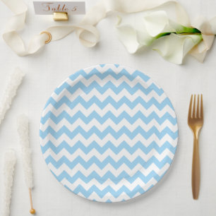 Blue Zigzag, Blue Chevron, Geometric Pattern Paper Plate