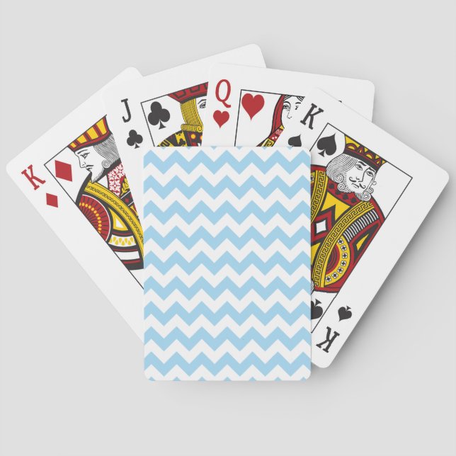 Blue Zigzag, Blue Chevron, Geometric Pattern Playing Cards (Back)