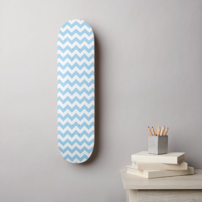 Blue Zigzag, Blue Chevron, Geometric Pattern Skateboard (Wall Art)