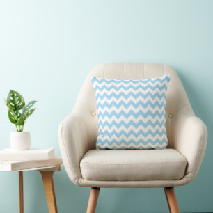 Blue Zigzag, Blue Chevron, Geometric Pattern Throw Pillow