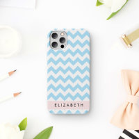 Blue Zigzag, Blue Chevron, Wave Pattern, Your Name
