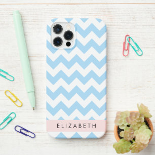 Blue Zigzag, Blue Chevron, Wave Pattern, Your Name iPhone 12 Pro Case