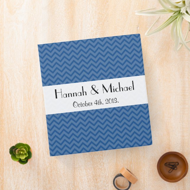 Blue Zigzag, Blue Chevron, Zigzag Pattern, Wedding Binder (In Situ)