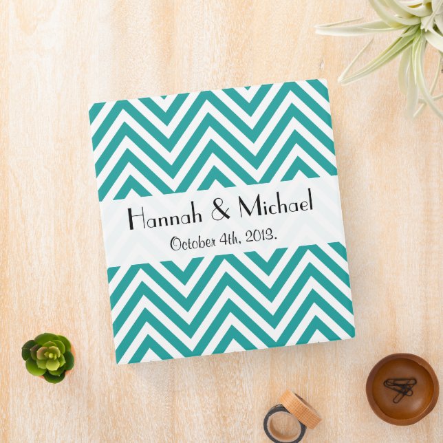Blue Zigzag, Blue Chevron, Zigzag Pattern, Wedding Binder (In Situ)