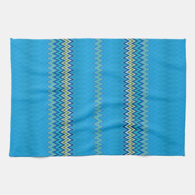 Blue Zigzag Kitchen Towel (Horizontal)