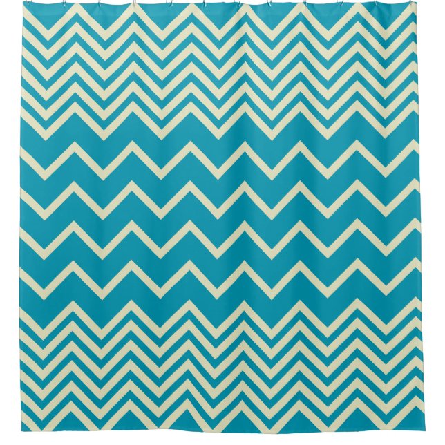 Blue-Zigzag-lined-ShowerCurtain (Front)
