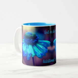 Blue Zinnia Flower Art Personalized Two-Tone Coffee Mug