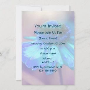 Blue Zinnia Flower Invitation