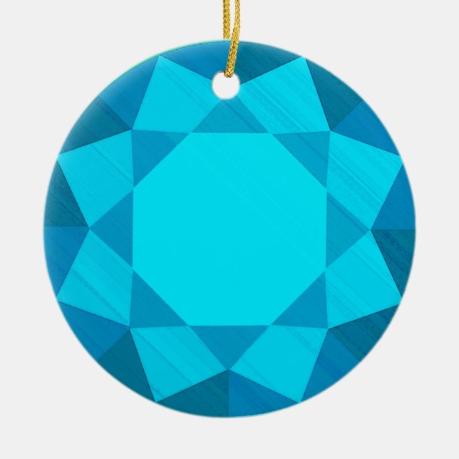 Blue Zircon Gemstone / Jewel Graphic Image  Ceramic Ornament (Front)