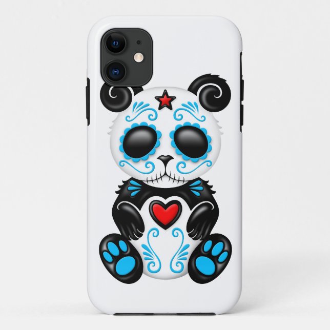 Blue Zombie Sugar Panda on White Case-Mate iPhone Case (Back)