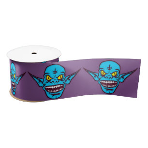 blue zombie troll demon ribbon satin ribbon