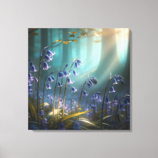 Bluebell Enchantment: Forest Light Ballet Canvas Print
