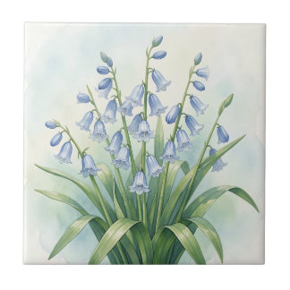 Bluebell Flowers Botanical Watercolor Tile