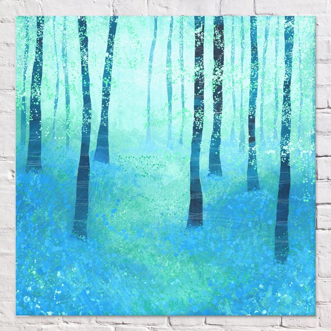 Bluebell Forest Canvas Print (Bluebell woodland forest calm tranquil healing blue green wall art)