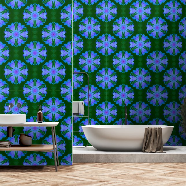 Bluebell Posies Wallpaper (Bathroom)