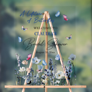 Bluebell Wildflowers Bridal Shower Welcome Acrylic Sign