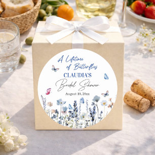 Bluebell Wildflowers Butterflies Bridal Shower Classic Round Sticker