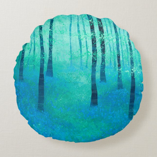 Bluebell Woodland Round Pillow (Front)