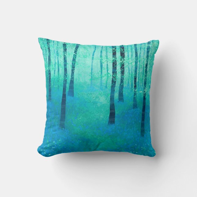 Bluebell Woodland Throw Pillow (Front)
