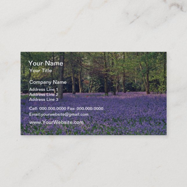 Bluebell Woods, England  flowers Business Card (Front)