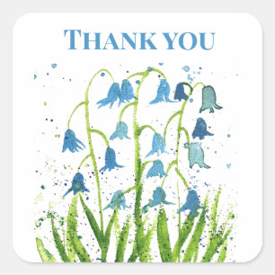 Bluebells Blue Floral Bridal shower Weddings Square Sticker