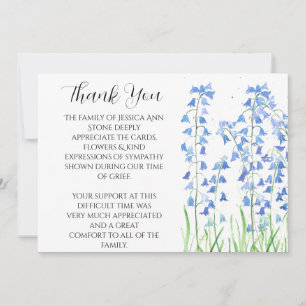 Bluebells Blue Floral Funeral Death Thank you  Invitation