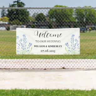 Bluebells Blue Flowers Rustic Elegant Wedding Banner
