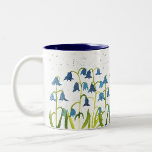 Bluebells floral Nature Watercolor Wood Bloom Two-Tone Coffee Mug