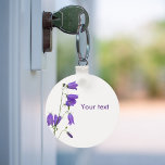 Bluebells florals white keychain<br><div class="desc">Bluebells with text template for your text,  name etc</div>