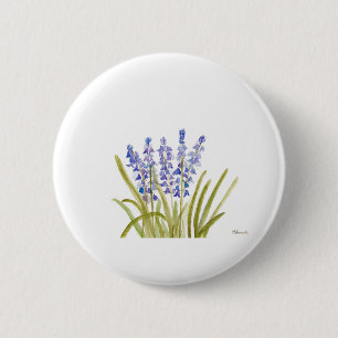 Bluebells flowers elegant watercolor blue nature 2 inch round button