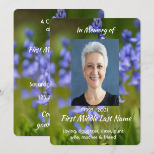 Bluebells Garden Flower Celebration  Life Service Invitation