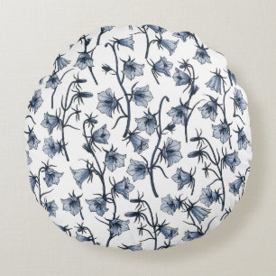 Bluebells, Harebells, Bellflowers Round Pillow