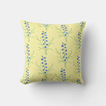 Bluebells Pale Yellow Throw Pillow