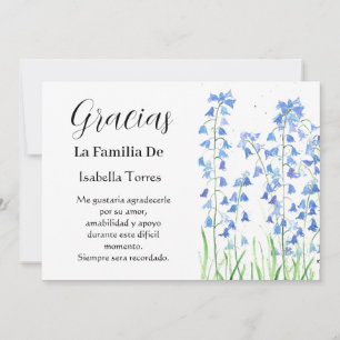 Bluebells Spanish Floral Funeral Death Thank you Invitation