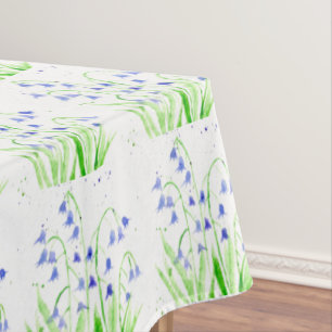 Bluebells Spring floral watercolor purple rustic Tablecloth