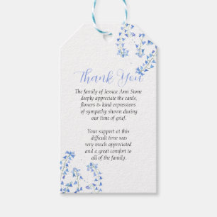 Bluebells Sympathy Blue Floral Funeral Thank you Gift Tags