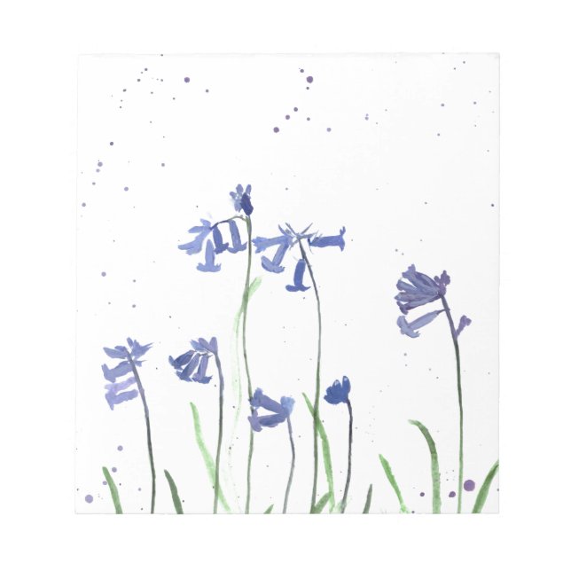 Bluebells watercolor blue floral nature forest notepad (Front)
