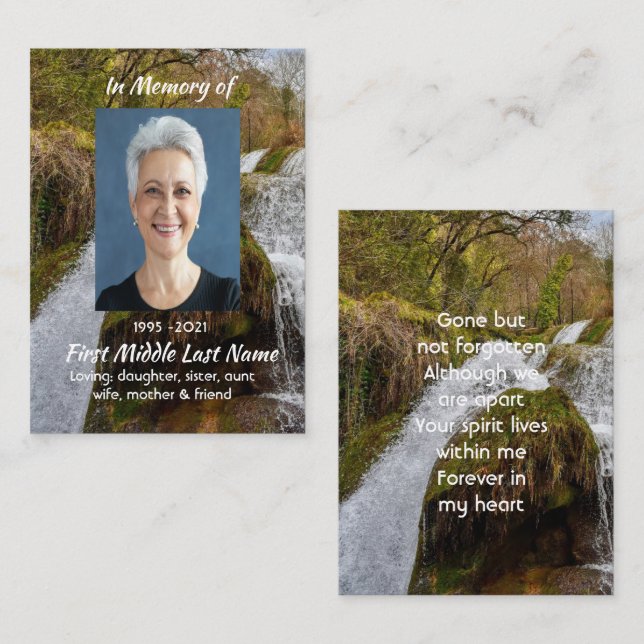 Bluebells Waterfall Landscape  Memorial Keepsake  Business Card (Front/Back)
