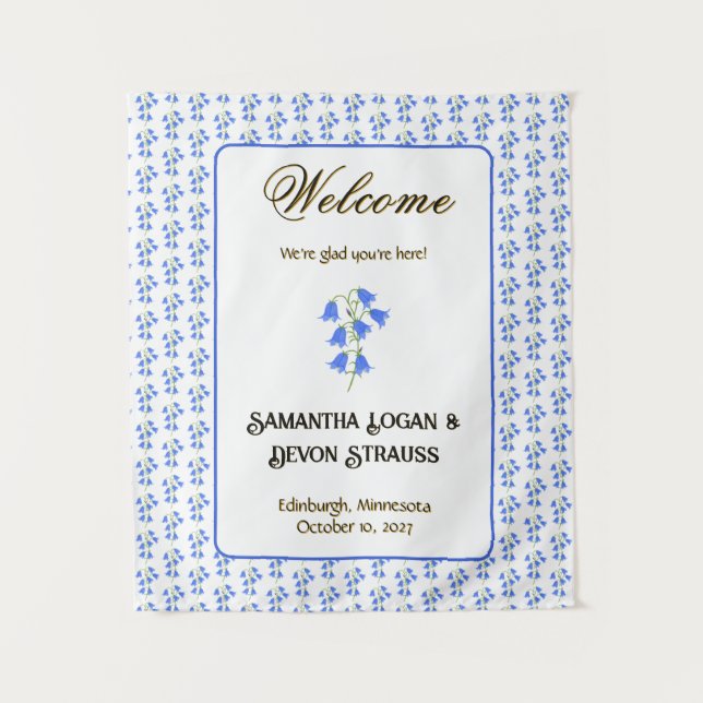 Bluebells Wedding Backdrop Tapestry (Front)