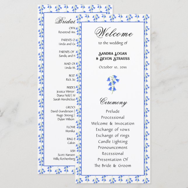 Bluebells Wedding Program (Front/Back)